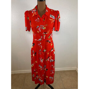 PRICE DROP! Women's Cabi Floral Dress Size Small Red Sheer